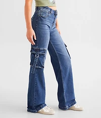 High Rise Wide Leg Cargo Stretch Jean