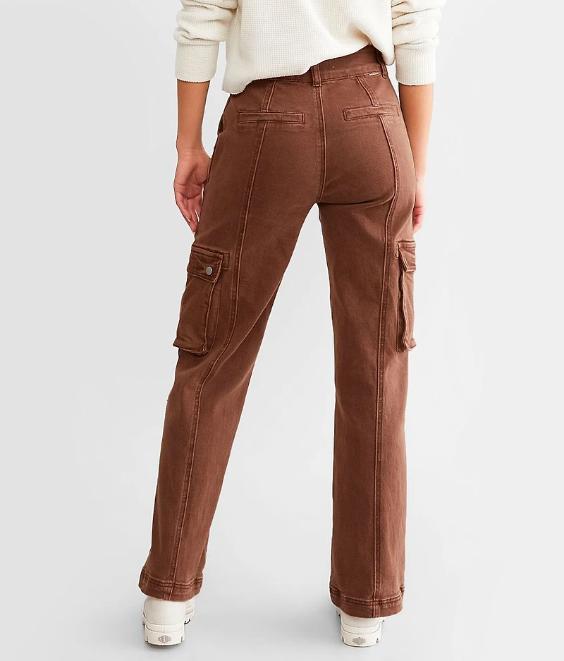 High Rise Wide Leg Cargo Stretch Pant