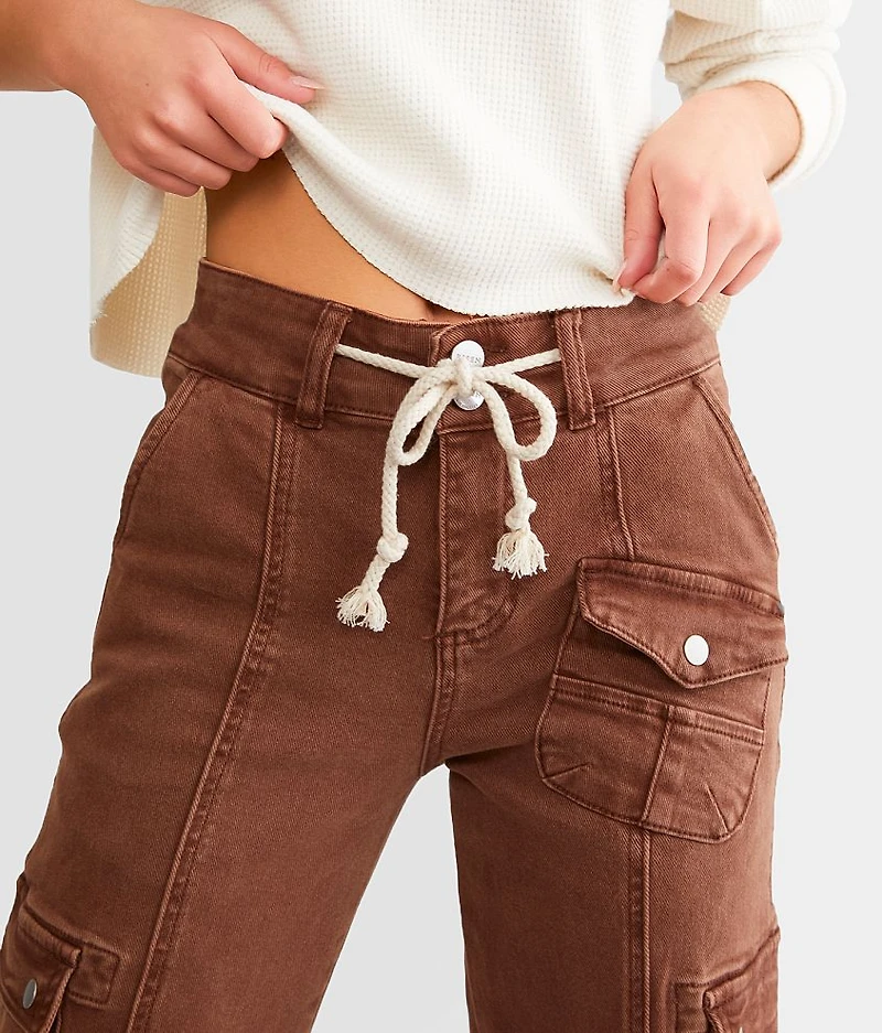 High Rise Wide Leg Cargo Stretch Pant