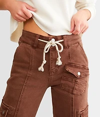 High Rise Wide Leg Cargo Stretch Pant