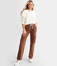 High Rise Wide Leg Cargo Stretch Pant