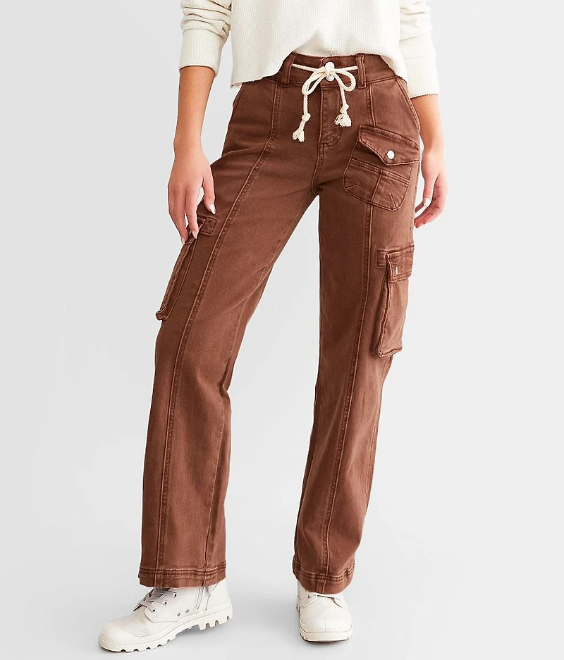 High Rise Wide Leg Cargo Stretch Pant