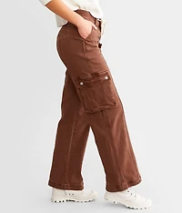 High Rise Wide Leg Cargo Stretch Pant