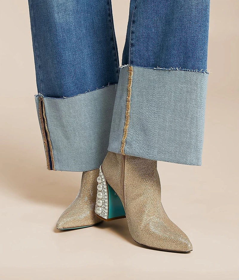 High Rise Wide Leg Stretch Cuffed Jean