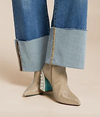 High Rise Wide Leg Stretch Cuffed Jean