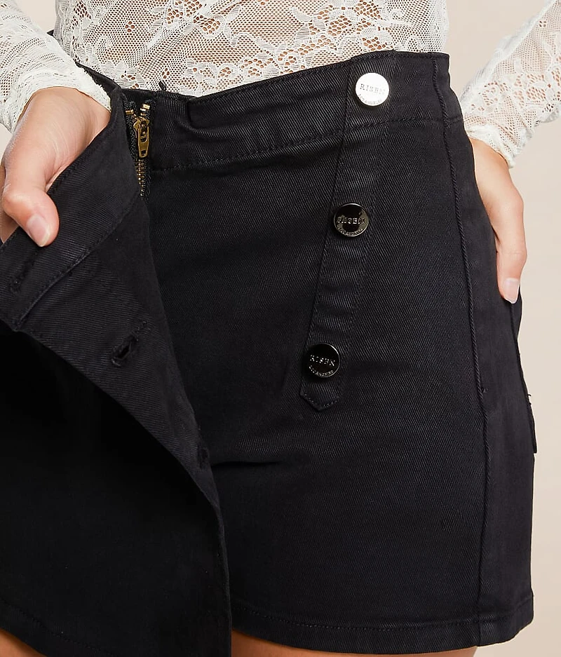 High Rise Denim Stretch Skort