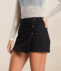 Risen High Rise Denim Stretch Skort