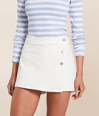 High Rise Denim Stretch Skort