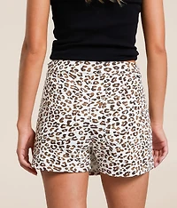 High Rise Denim Cheetah Stretch Skort