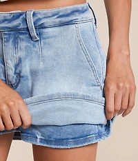Low Rise Denim Stretch Skort