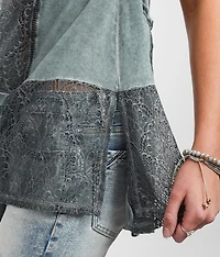 Washed Lace Inset Tank Top