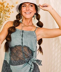 Washed Lace Inset Tank Top