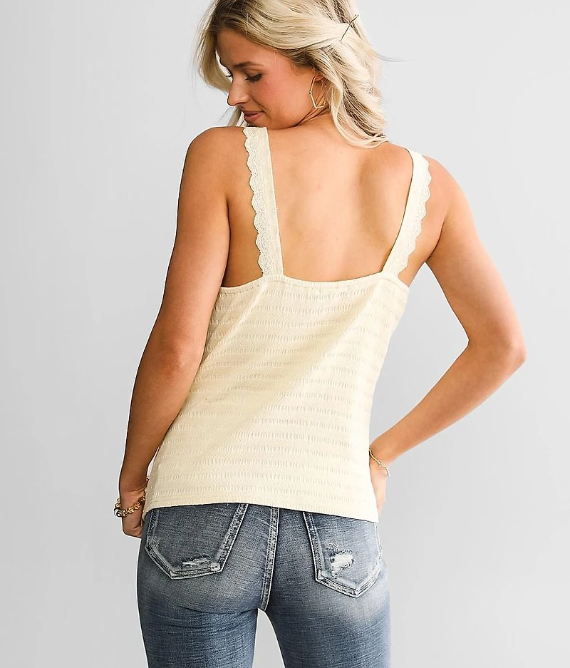 Textured Crochet Trim Tank Top