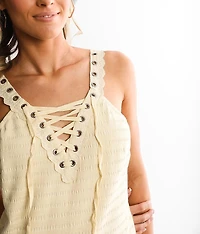 Textured Crochet Trim Tank Top