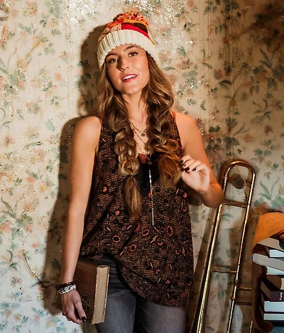Eyelash Lace Metallic Striped Tank Top