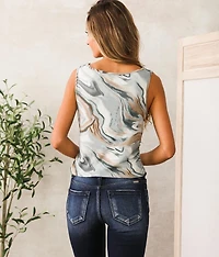 Cowl Neck Marble Tank Top