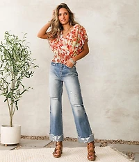Floral Chiffon Surplice Top