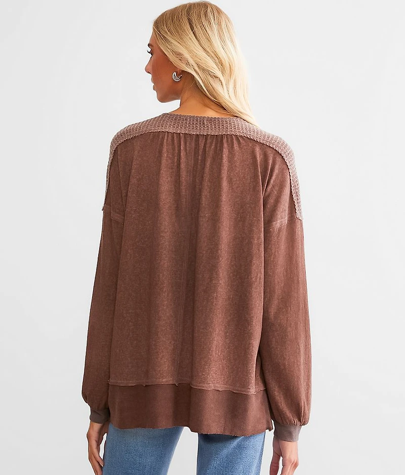Pieced Lace-Up Top