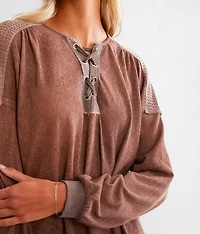 Pieced Lace-Up Top