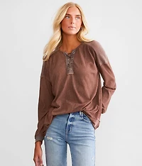 Pieced Lace-Up Top