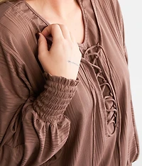 Lace-Up Dolman Top