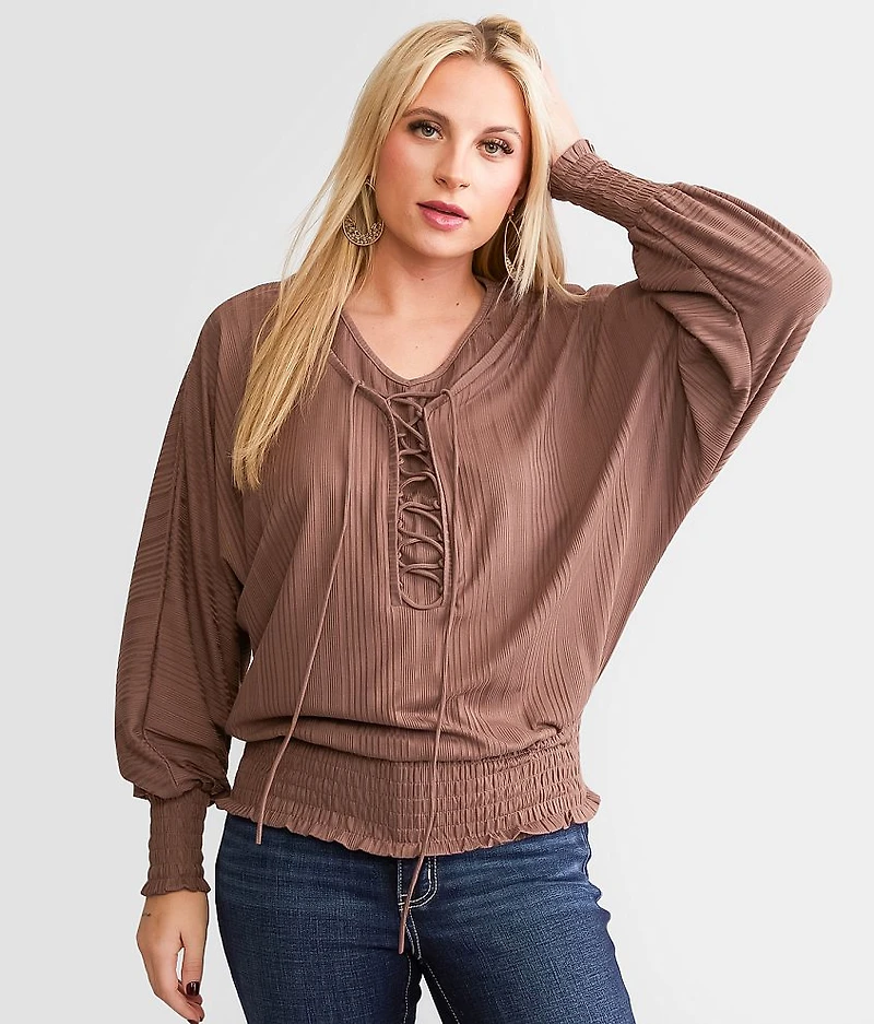 Lace-Up Dolman Top