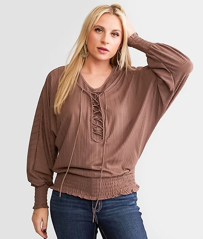 Lace-Up Dolman Top
