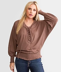 Lace-Up Dolman Top