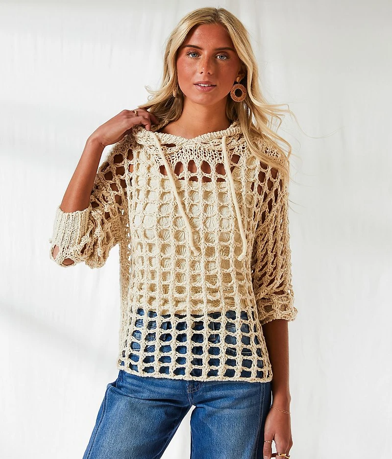 Resort Edit - Open Stitch Hooded Sweater