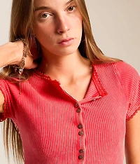 Washed Lace Trim Top