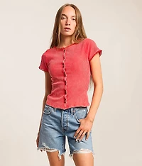 Washed Lace Trim Top