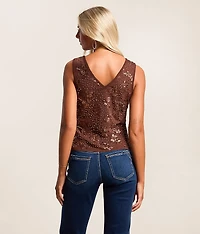 Embellished Mesh Tank Top