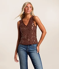 Embellished Mesh Tank Top