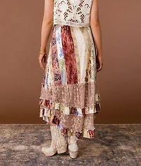 Mixed Print Maxi Skirt