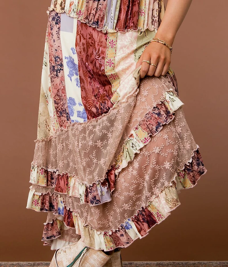 Mixed Print Maxi Skirt