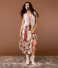 Mixed Print Maxi Skirt