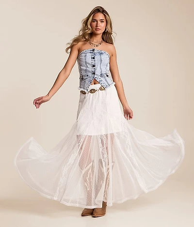 Pieced Lace Maxi Skirt