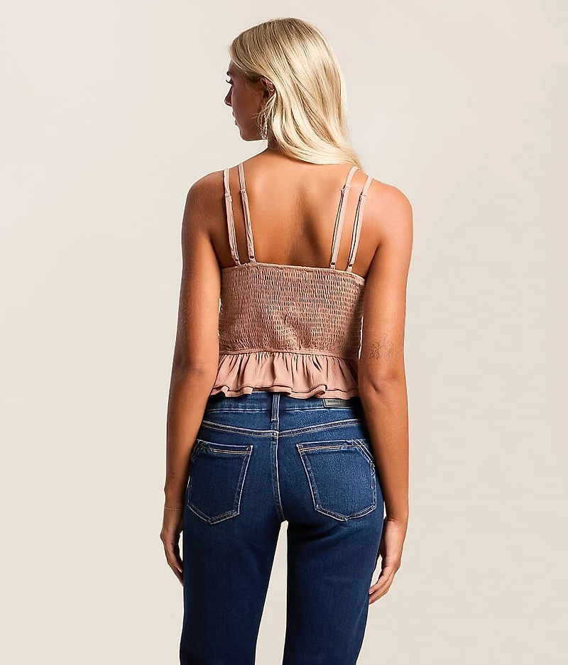 Embellished Crinkle Chiffon Tank Top