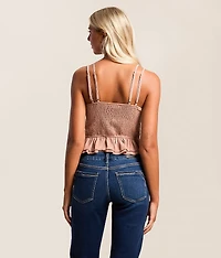 Embellished Crinkle Chiffon Tank Top