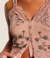 Embellished Crinkle Chiffon Tank Top