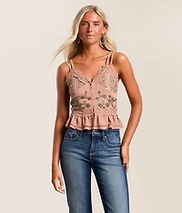 Embellished Crinkle Chiffon Tank Top