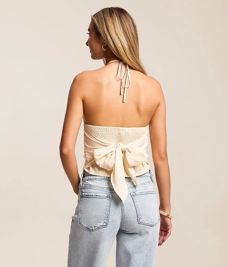 Sequin Satin Halter Tank Top
