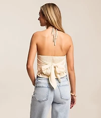 Sequin Satin Halter Tank Top