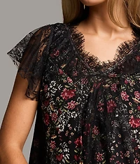 Floral Eyelash Lace Trim Top