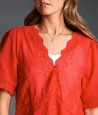 Refined Edit - Eyelet Scalloped Blouse