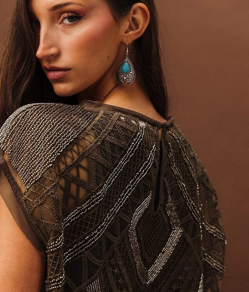 Embellished Mesh Tank Top