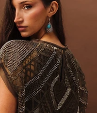 Embellished Mesh Tank Top