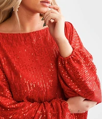 Sequin Mesh Dolman Top