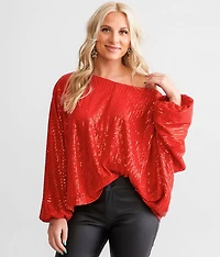 Sequin Mesh Dolman Top