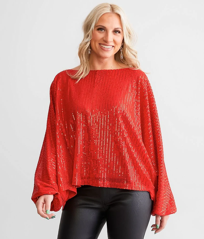 Sequin Mesh Dolman Top